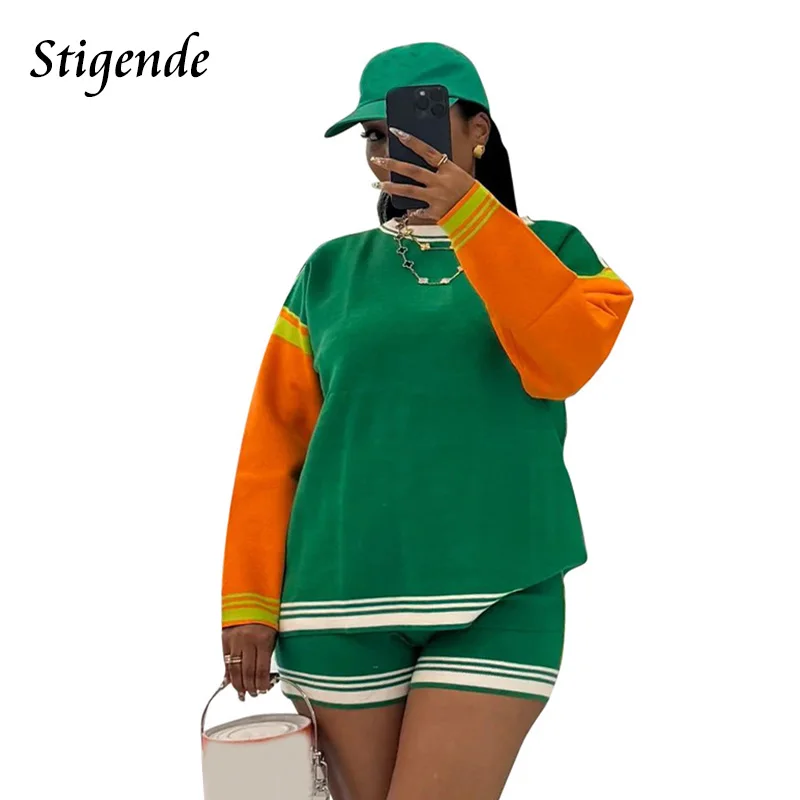 Stigende вязаные комплекты из двух предметов с длинными рукавами, женский лоскутный пуловер с круглым вырезом и шорты, наряды
Stigende вязаные комплекты из двух предметов с длинными рукавами, женский лоскутный пуловер с круглым вырезом и шорты, наряды