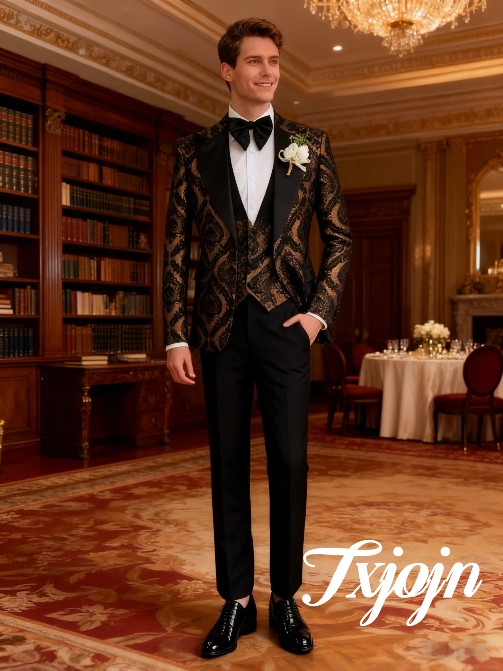 Luxurious Exquisite Jacquard Arrow Lapel Men's 3PCS Suit Set For Wedding Groom Formal Party Suit Blazers Pants Men's Suit
Luxurious Exquisite Jacquard Arrow Lapel Men's 3PCS Suit Set For Wedding Groom Formal Party Suit Blazers Pants Men's Suit