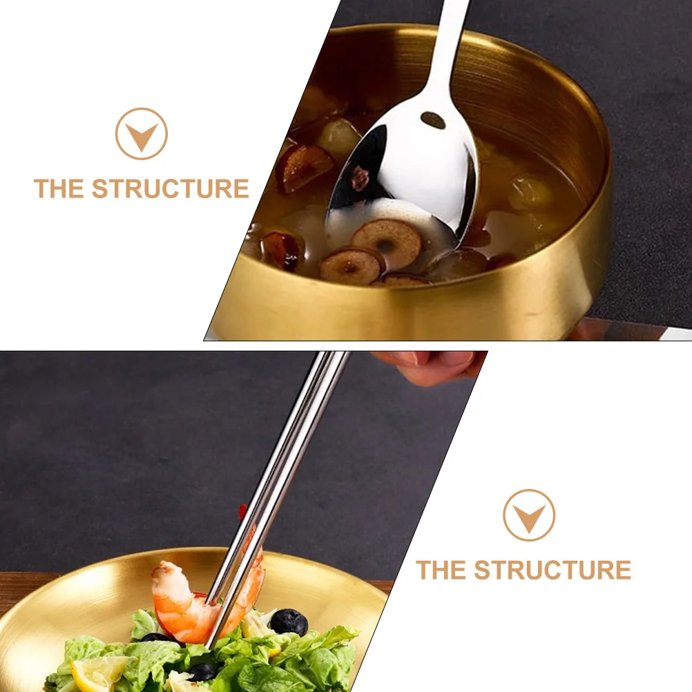 2Sets Stainless Steel Korean Chopsticks Spoon Set Scratch Proof Polished Edges Long Handle Hollow Spoon Chopsticks Set 
2Sets Stainless Steel Korean Chopsticks Spoon Set Scratch Proof Polished Edges Long Handle Hollow Spoon Chopsticks Set