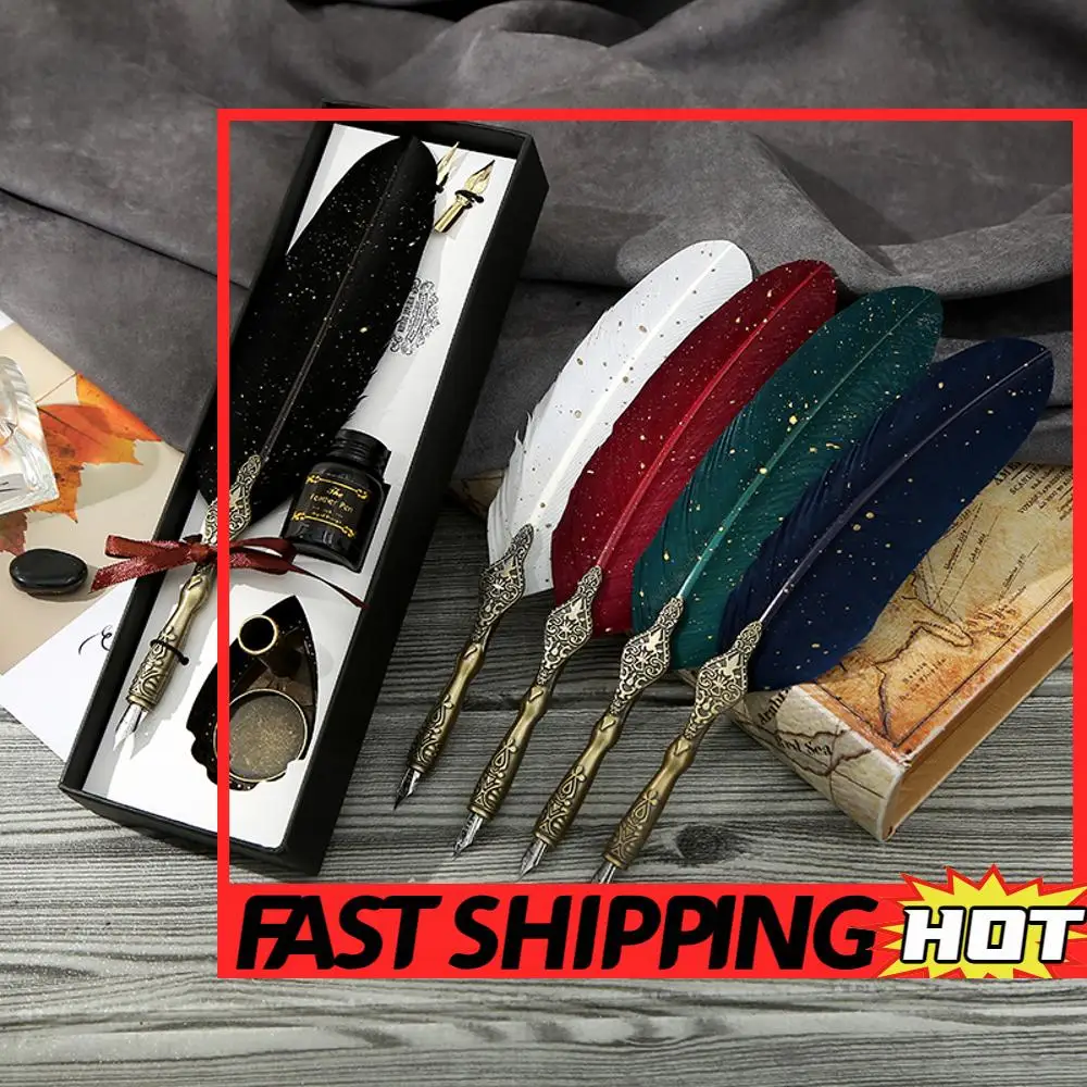 Ручка для каллиграфии в стиле ретро с перьями и 2-мя наконечниками, гусиный фонтан, креативные винтажные канцелярские принадлежности, классическая текстурная подарочная коробка
Ручка для каллиграфии в стиле ретро с перьями и 2-мя наконечниками, гусиный фонтан, креативные винтажные канцелярские принадлежности, классическая текстурная подарочная коробка