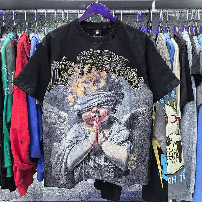 Life Hustlers T-shirt Short Sleeve Street Prayer Angel Print with Rhinestone Top Tee Real Photo Y2k
Life Hustlers T-shirt Short Sleeve Street Prayer Angel Print with Rhinestone Top Tee Real Photo Y2k