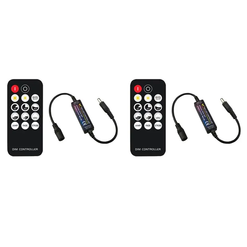 2X RF Remote Controller LED Dimmer DC5V-24V Brightness Adjustment 14-Key Dimmable Connector Switch For LED Strip Light
2X RF Remote Controller LED Dimmer DC5V-24V Brightness Adjustment 14-Key Dimmable Connector Switch For LED Strip Light