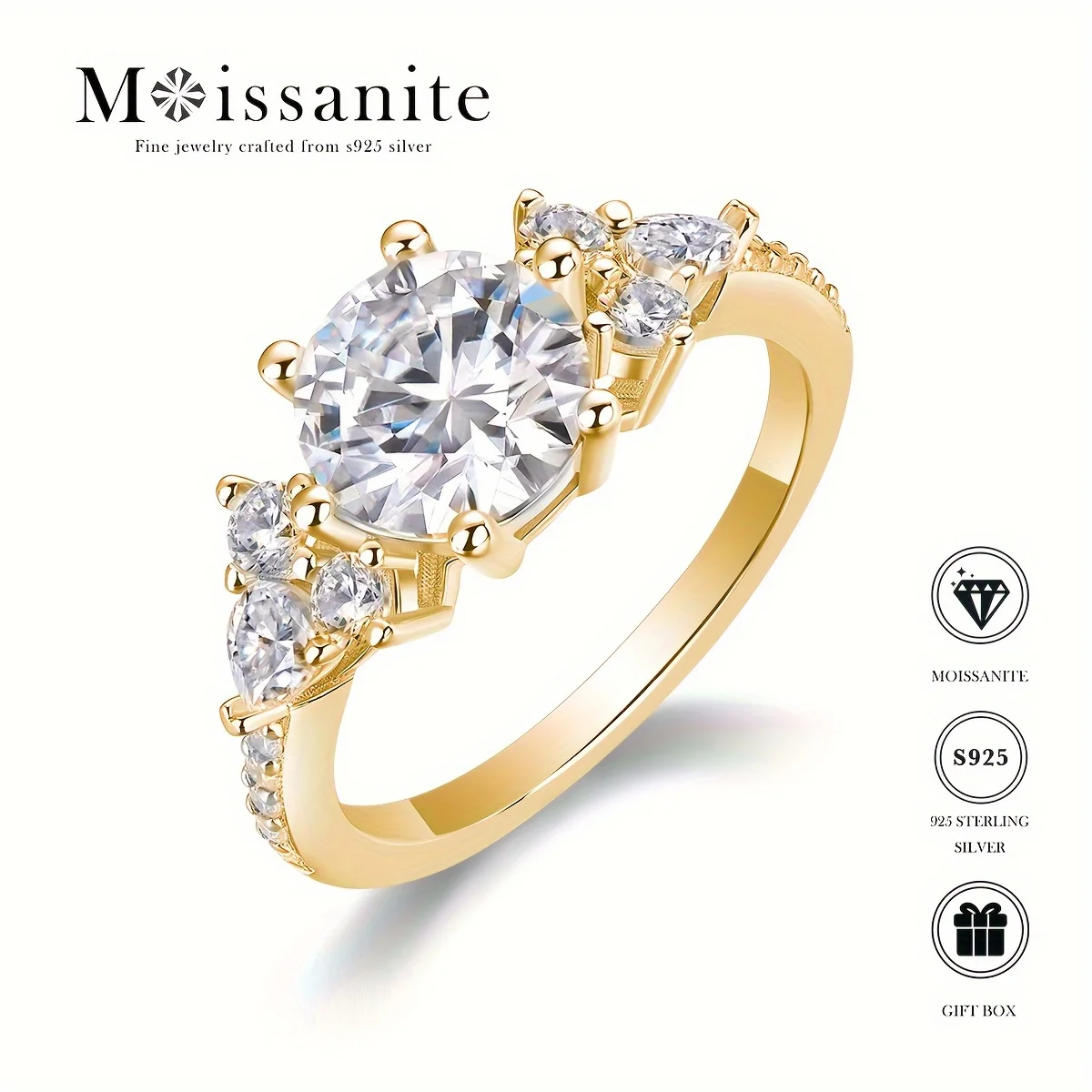 FASIFAN Moissanite Ring for Men and Women, S925 Sterling Silver Plated with 18K Golden Ring, Suitable For Daily Wear, Party
FASIFAN Moissanite Ring for Men and Women, S925 Sterling Silver Plated with 18K Golden Ring, Suitable For Daily Wear, Party