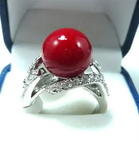 Charming! Red South Sea shell pearl Bead ring size 7 8 9
Charming! Red South Sea shell pearl Bead ring size 7 8 9