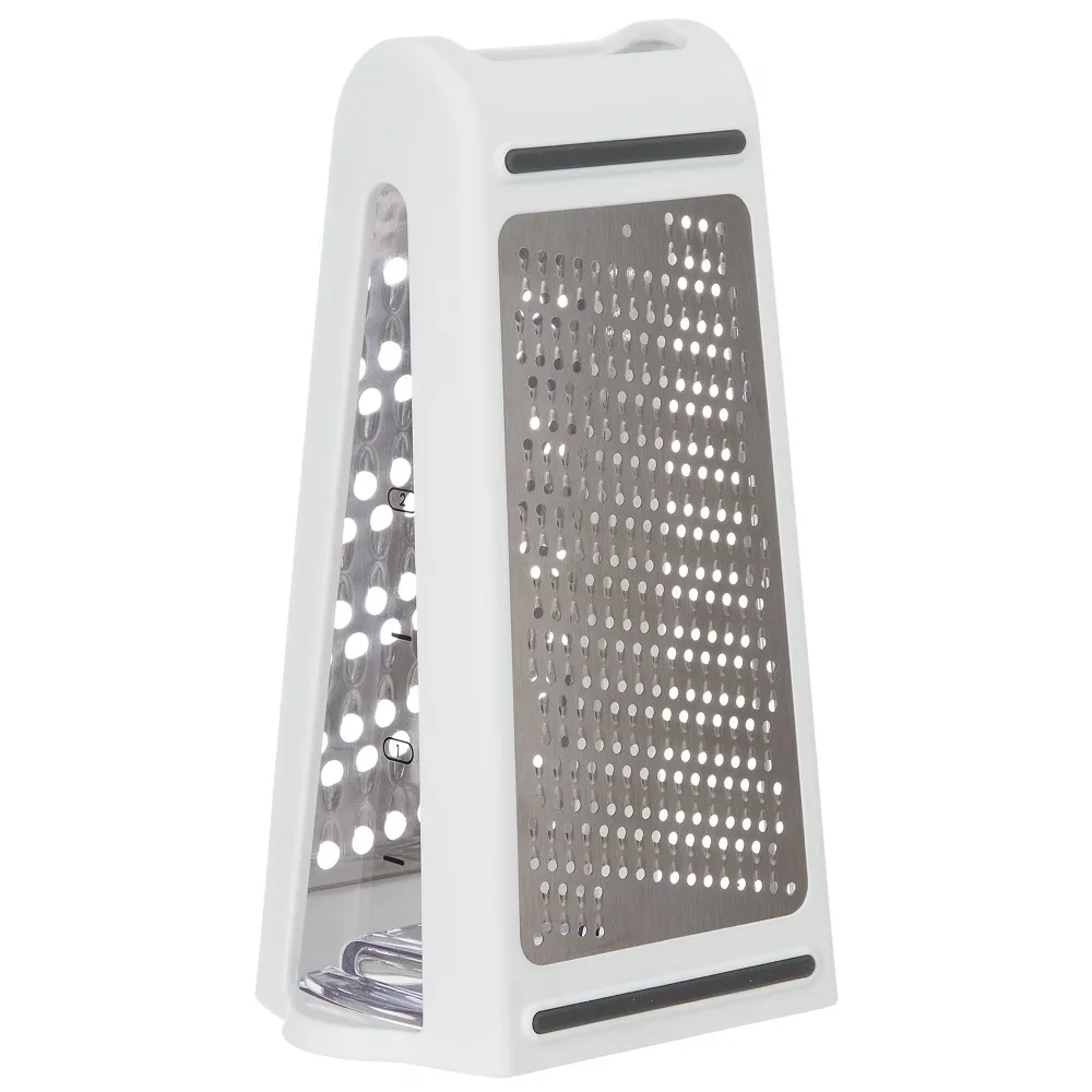 Stainless Steel Grater with 2 Cup Canister and Dual Blades
Stainless Steel Grater with 2 Cup Canister and Dual Blades