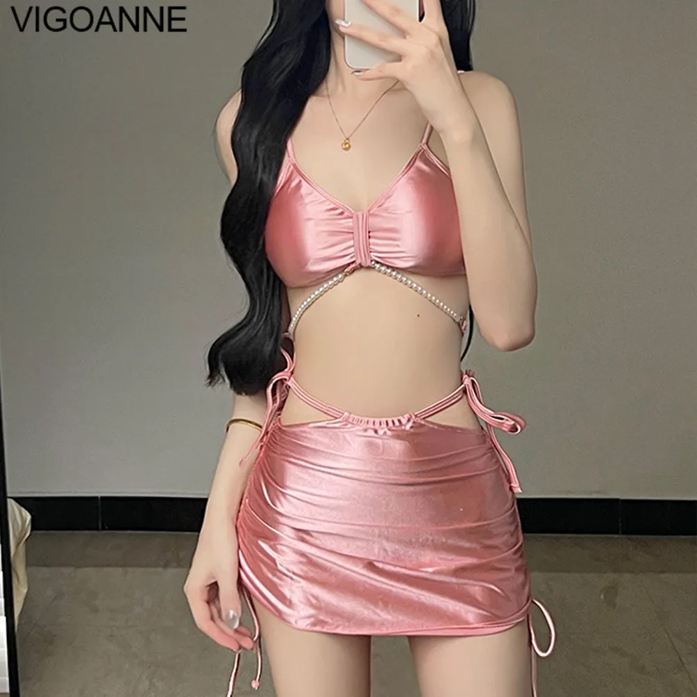 VigoAnne Sexy Pink 3 Piece High Waist Skirt Bikini Set Women 2024 Strapped Hollow Push Up Swimsuit Backless Korean Bathing Suit
VigoAnne Sexy Pink 3 Piece High Waist Skirt Bikini Set Women 2024 Strapped Hollow Push Up Swimsuit Backless Korean Bathing Suit