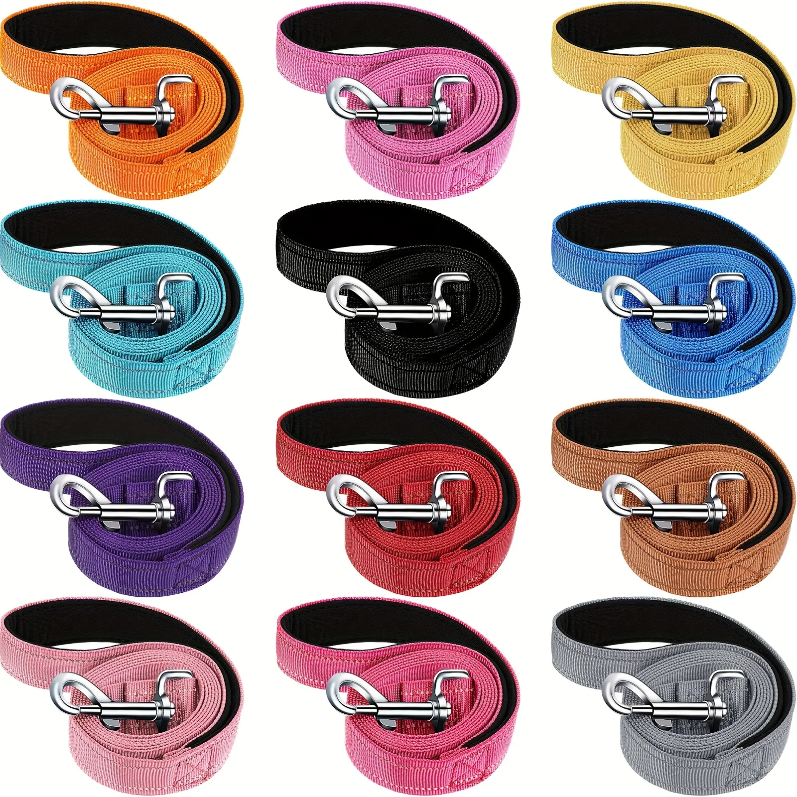12 Pack Double Sided Reflective Dog Leash, Nylon Leashes with Padded Handle for Small, Medium, And Large Dogs, 5 Feet Long, Perf
12 Pack Double Sided Reflective Dog Leash, Nylon Leashes with Padded Handle for Small, Medium, And Large Dogs, 5 Feet Long, Perf
