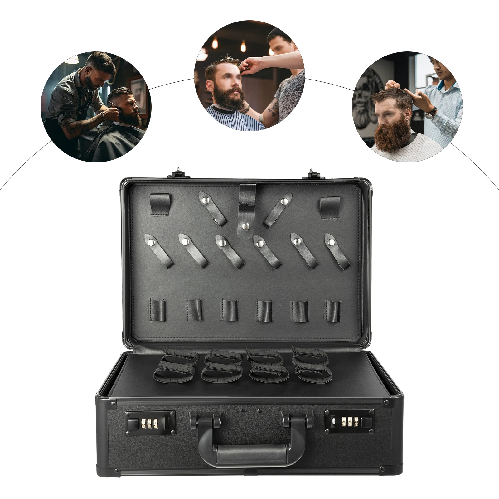 Черный ящик для парикмахерских инструментов — алюминиевый сплав, двойной замок с паролем, перегородка для хранения, подходит для 8 ножниц/4 триммера
Черный ящик для парикмахерских инструментов — алюминиевый сплав, двойной замок с паролем, перегородка для хранения, подходит для 8 ножниц/4 триммера