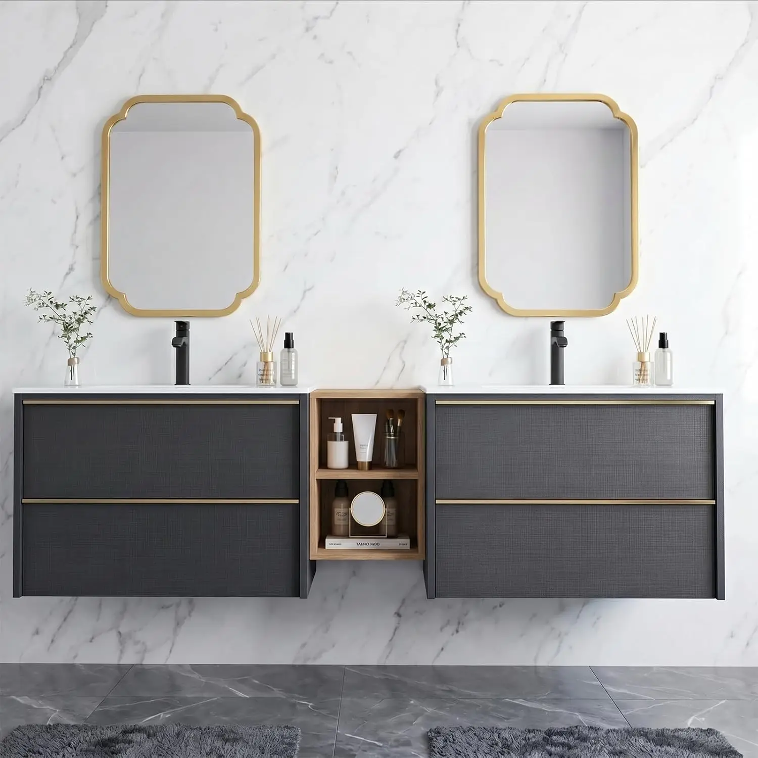 72 Inch Modern Floating Double Sink Bathroom Vanity, Wall-Mounted Cabinet with U-Shaped Drawers, Beveled Invisible, Custom
72 Inch Modern Floating Double Sink Bathroom Vanity, Wall-Mounted Cabinet with U-Shaped Drawers, Beveled Invisible, Custom