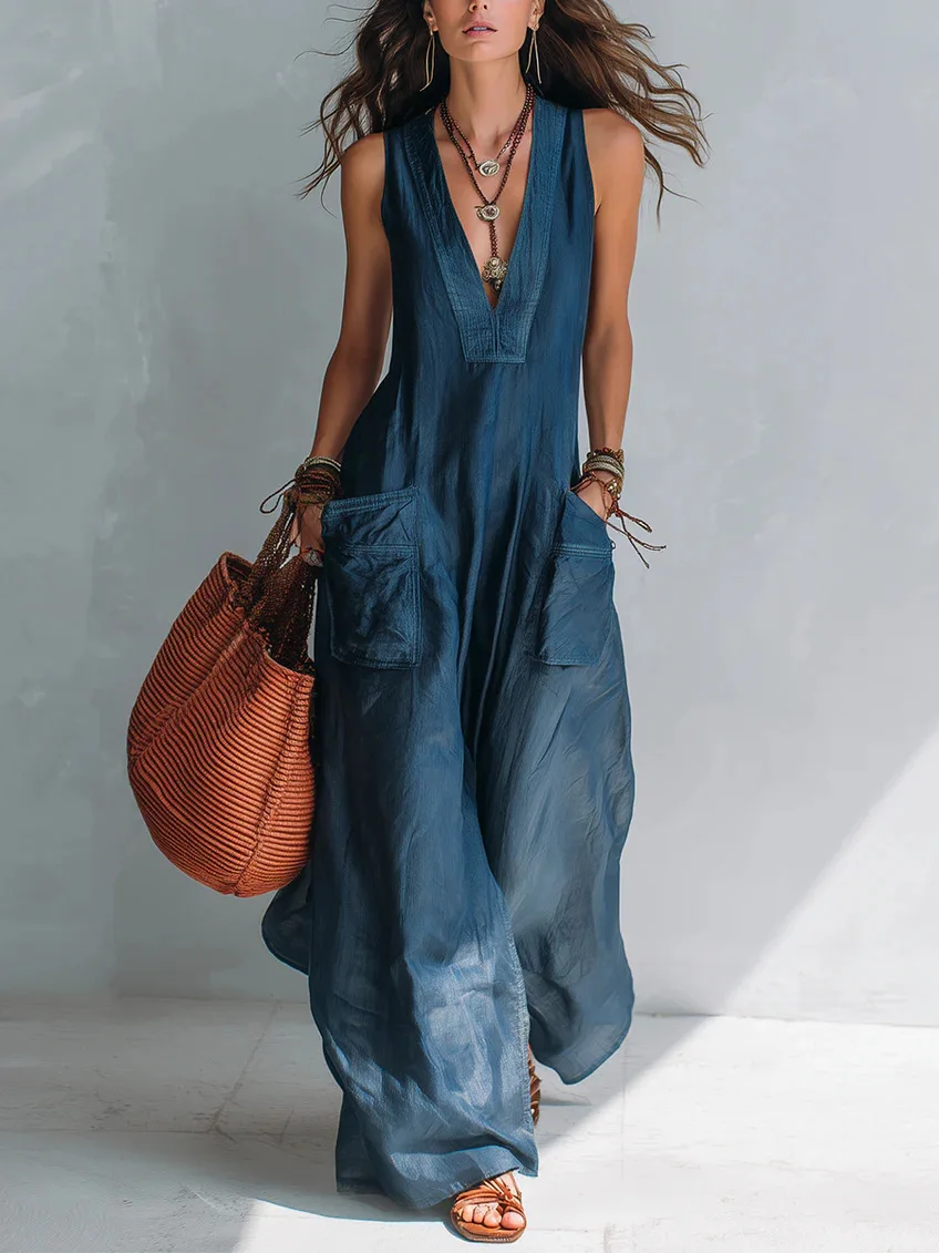 Women's Summer Cotton Linen Sleeveless Jumpsuit V-Neck Loose Wide Leg Double Pocket Casual Bodysuits Fashion Everyday Streetwear
Women's Summer Cotton Linen Sleeveless Jumpsuit V-Neck Loose Wide Leg Double Pocket Casual Bodysuits Fashion Everyday Streetwear