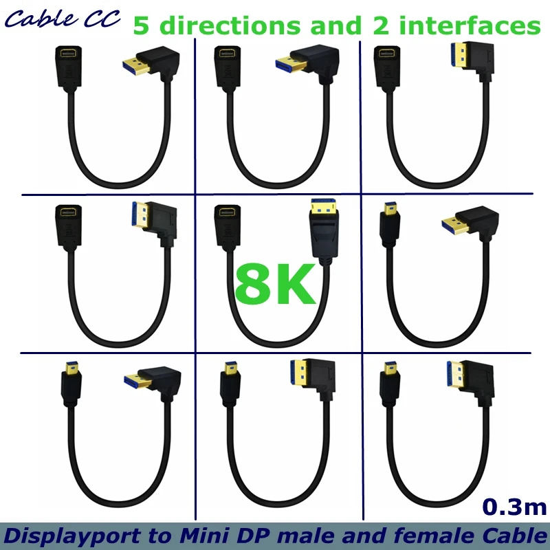 8K@60HZ / 4K@144HZ / 2K@165 Гц 90-градусный локоть DP to Mini Displayport Мужская и женская видеокарта, подключенная к кабелю дисплея
8K@60HZ / 4K@144HZ / 2K@165 Гц 90-градусный локоть DP to Mini Displayport Мужская и женская видеокарта, подключенная к кабелю дисплея