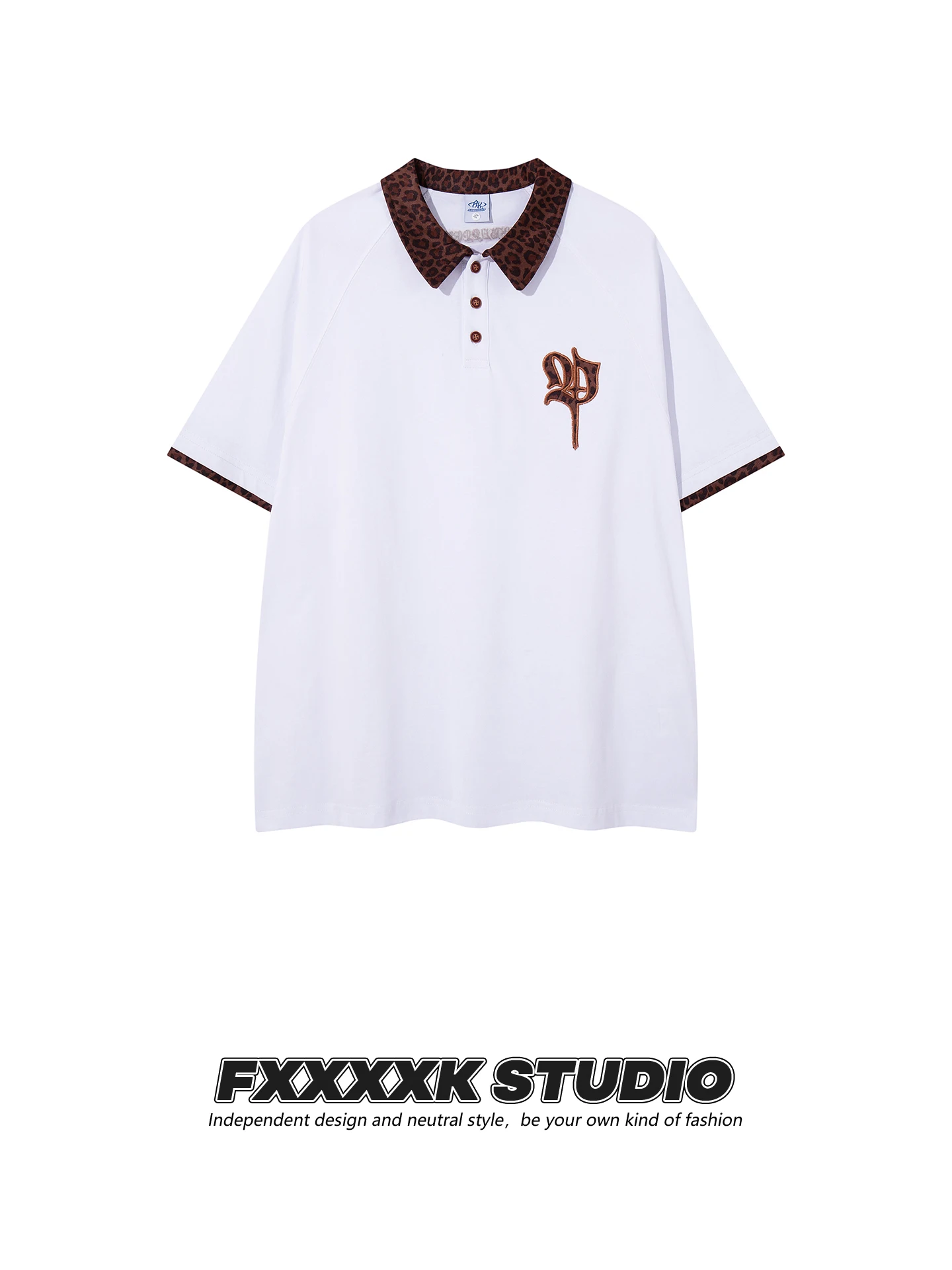FXK Original Retro American High Street irt Leopard Print Embroidered Letter Casual Loose ort Sve T-irt
FXK Original Retro American High Street irt Leopard Print Embroidered Letter Casual Loose ort Sve T-irt