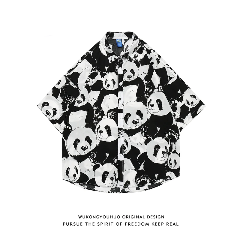 Summer Fun Panda Print Short Sleeve Casual Shirt Men's Loose Fit Hip Hop Half Sleeve Floral Pattern Youth Trend Summer Wear
Summer Fun Panda Print Short Sleeve Casual Shirt Men's Loose Fit Hip Hop Half Sleeve Floral Pattern Youth Trend Summer Wear