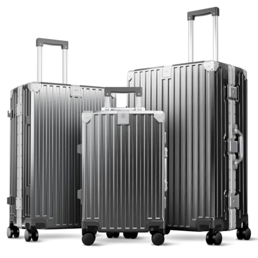 Luggage Sets for Travel: 3-Piece Dual Aluminum Frame Suitcases in Black, Featuring TSA Locks, Spinner Wheels, 3-Layer PC Hardsi
Luggage Sets for Travel: 3-Piece Dual Aluminum Frame Suitcases in Black, Featuring TSA Locks, Spinner Wheels, 3-Layer PC Hardsi