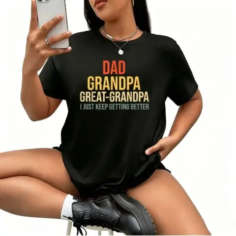 Funny Great Grandpa for Fathers Day.jpg Women's T-Shirt 100% Cotton Funny Graphic Short Sleeve Tee Novelty Shirt Casual Crew Neck Top S-35XL