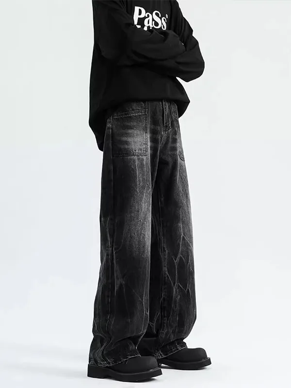 American Retro Washed Denim Jeans Men's Fashion High Street Heavy Duty Loose Wide Leg Draping Straight Leg Long Pants
American Retro Washed Denim Jeans Men's Fashion High Street Heavy Duty Loose Wide Leg Draping Straight Leg Long Pants