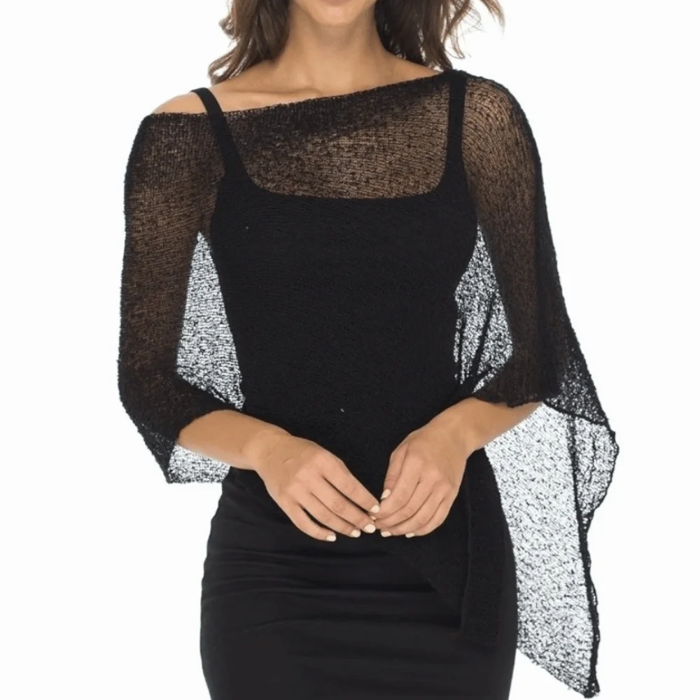 Casual Drop Shoulder Crochet Poncho Sweater Sheer Irregular Beach Cover Up Multi-wear Knitted Cover-ups Vacation Outfits
Casual Drop Shoulder Crochet Poncho Sweater Sheer Irregular Beach Cover Up Multi-wear Knitted Cover-ups Vacation Outfits