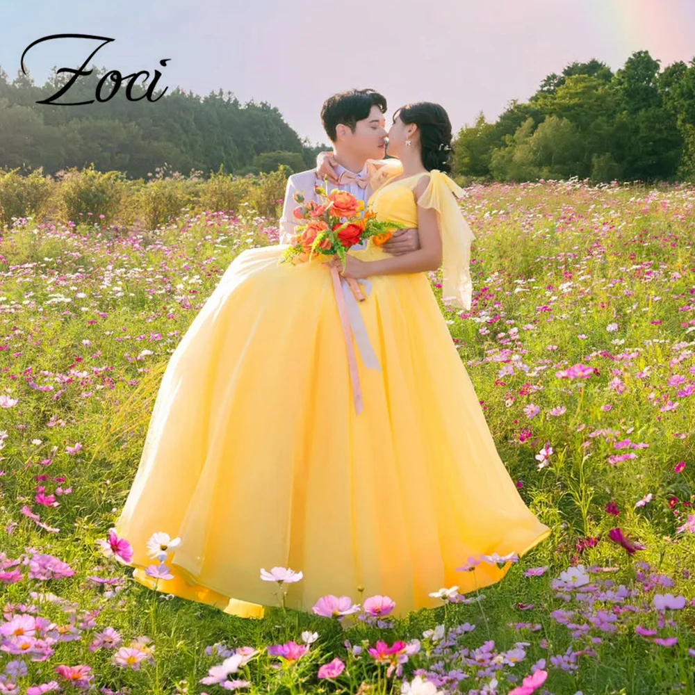 Zoci Yellow Soft Tulle Korea Wedding Dresses Shoulder Straps Customized Photos Shoot Dress A Line Bride Reception Dress
Zoci Yellow Soft Tulle Korea Wedding Dresses Shoulder Straps Customized Photos Shoot Dress A Line Bride Reception Dress