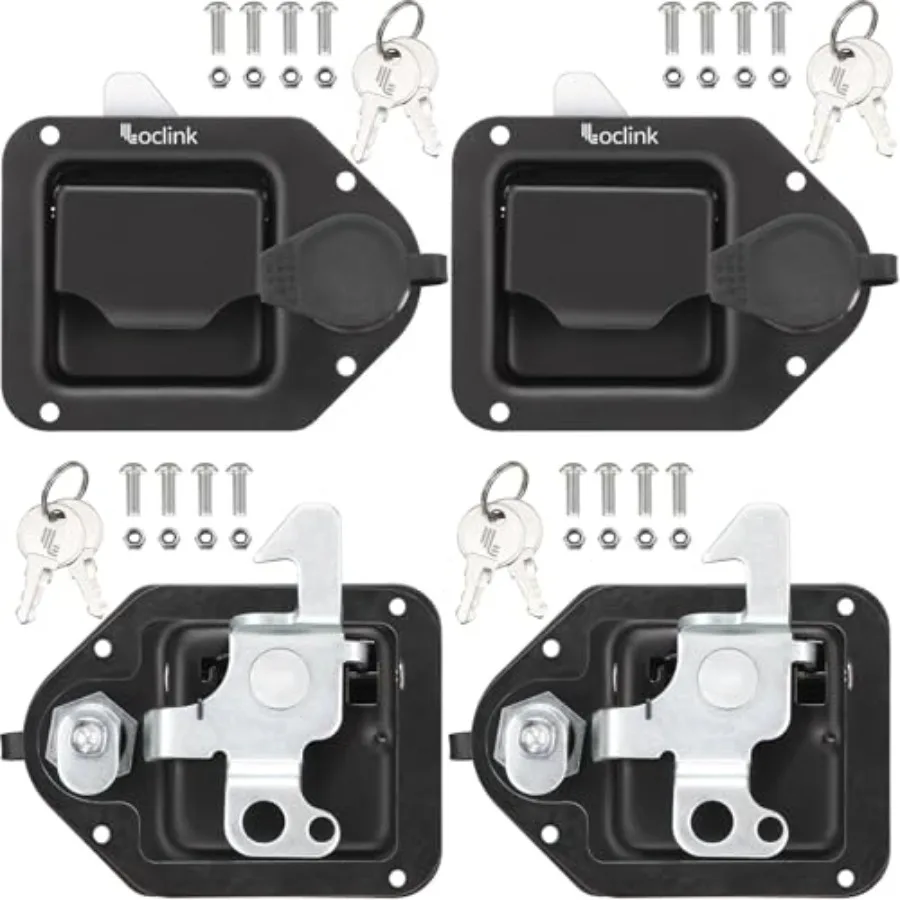 Truck box latch replacement kit for trailer door, RV, camper, storage box; black paddle latch locks with keys; 4.4 L x 3.3 W; 4
Truck box latch replacement kit for trailer door, RV, camper, storage box; black paddle latch locks with keys; 4.4 L x 3.3 W; 4