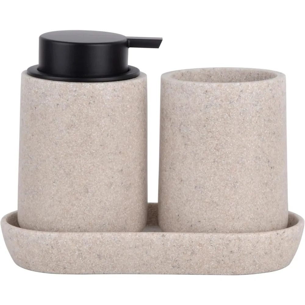 Бежевый набор аксессуаров для ванной комнаты, полный набор аксессуаров для ванной комнаты из смолы из 3-х предметов, дозатор мыла в стиле песчаника с большим насосом, до
Бежевый набор аксессуаров для ванной комнаты, полный набор аксессуаров для ванной комнаты из смолы из 3-х предметов, дозатор мыла в стиле песчаника с большим насосом, до