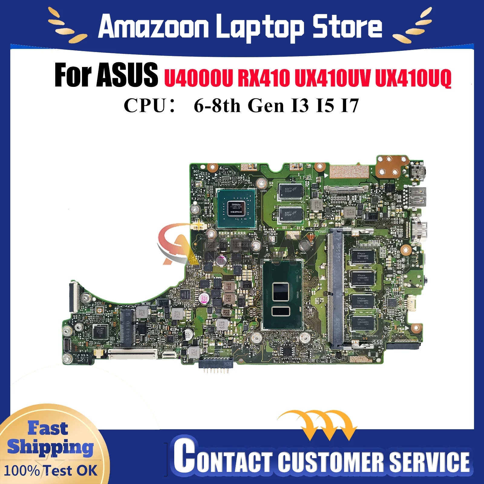 Материнская плата UX410UV для ноутбука ASUS RX410 UX410UV UX410UQR UX410UQK U4000U UX310U UX410UFR UX410UQ с процессором I3 I5 I7
Материнская плата UX410UV для ноутбука ASUS RX410 UX410UV UX410UQR UX410UQK U4000U UX310U UX410UFR UX410UQ с процессором I3 I5 I7