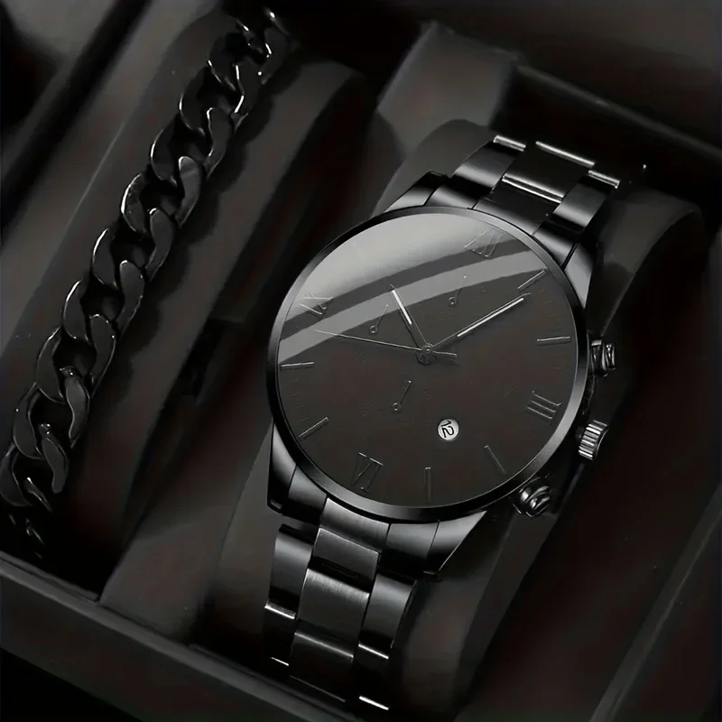 2pcs/set, Men's Quartz Sports Watch with Stainless Steel Bracelet Set - Perfect Gift for Business and Casual Wear
2pcs/set, Men's Quartz Sports Watch with Stainless Steel Bracelet Set - Perfect Gift for Business and Casual Wear