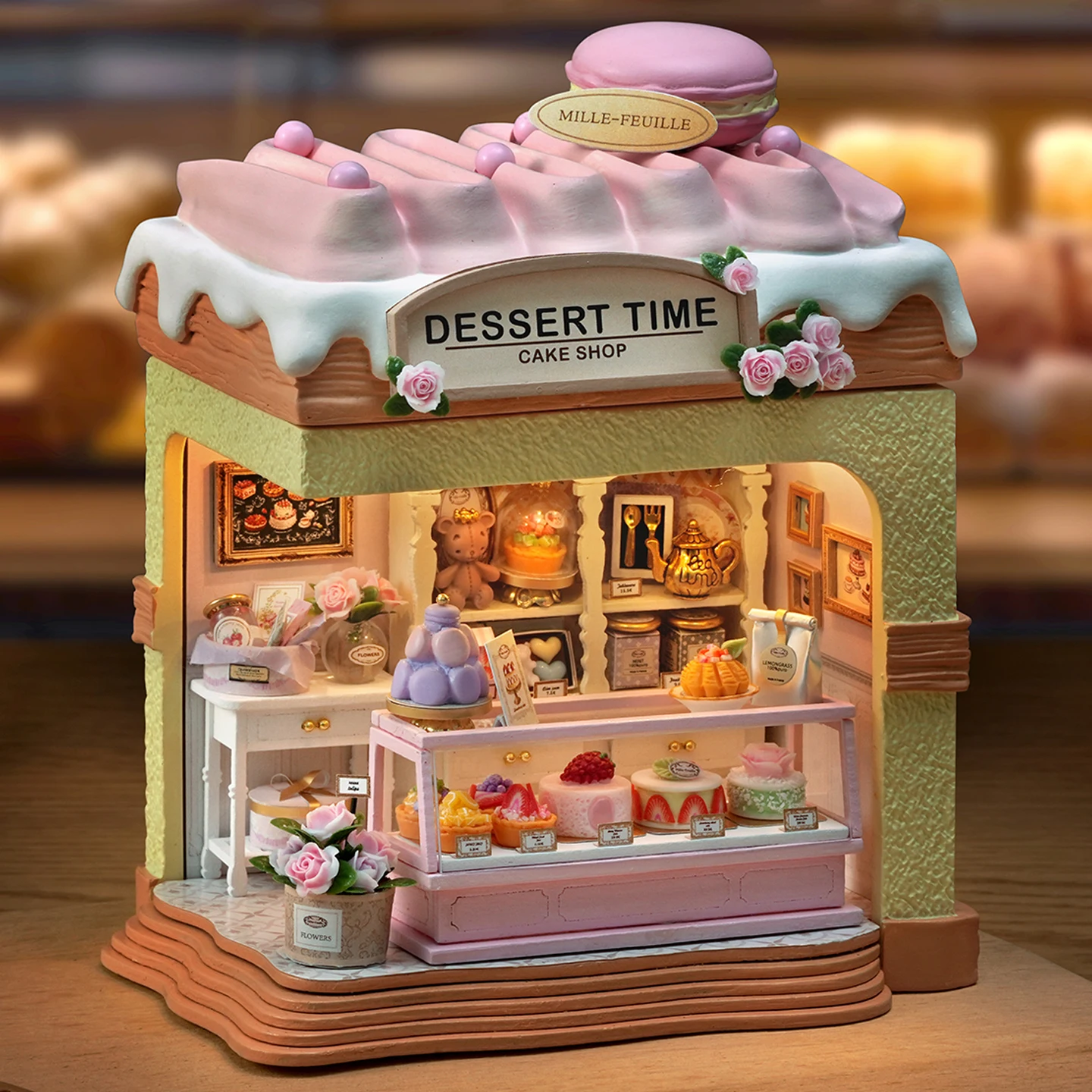 DIY Wooden Miniature Model Kits Rose Dessert Shop 3D Puzzle Dollhouse With Furniture Light for Friends Birthday Gifts
DIY Wooden Miniature Model Kits Rose Dessert Shop 3D Puzzle Dollhouse With Furniture Light for Friends Birthday Gifts