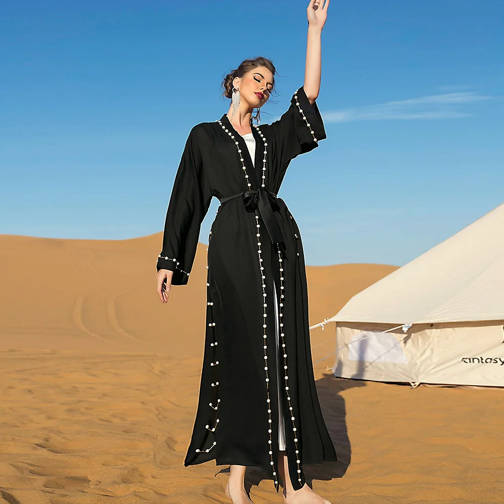 Eid Mubarak Muslim Women Abaya Arabic Islamic Kaftan Open Kimono Cardigan Middle East Maxi Robe Dubai Beading Ramadan Party Gown
Eid Mubarak Muslim Women Abaya Arabic Islamic Kaftan Open Kimono Cardigan Middle East Maxi Robe Dubai Beading Ramadan Party Gown