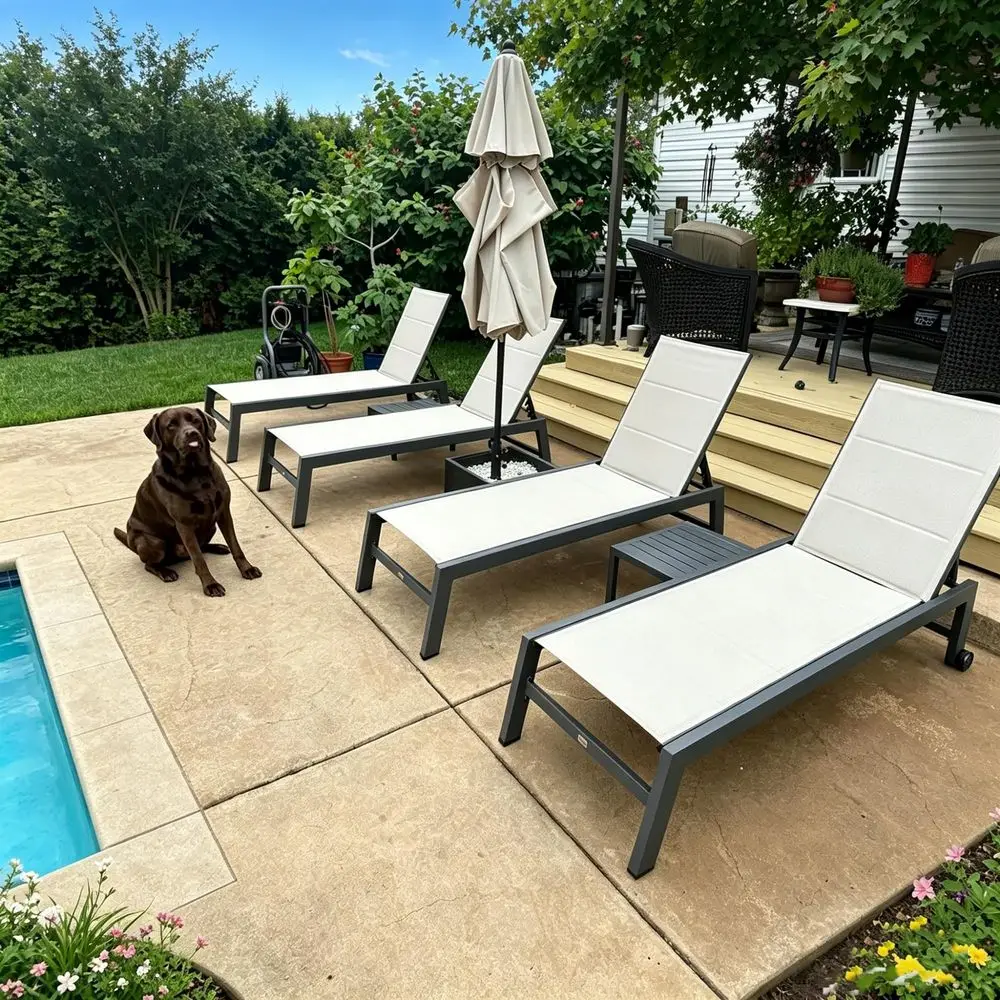 Outdoor Patio Chaise Lounge Set of 2 Aluminum Lounge Chair with Wheels and Side Table Pool Chaise Chair for Outdoor Garden Pool
Outdoor Patio Chaise Lounge Set of 2 Aluminum Lounge Chair with Wheels and Side Table Pool Chaise Chair for Outdoor Garden Pool