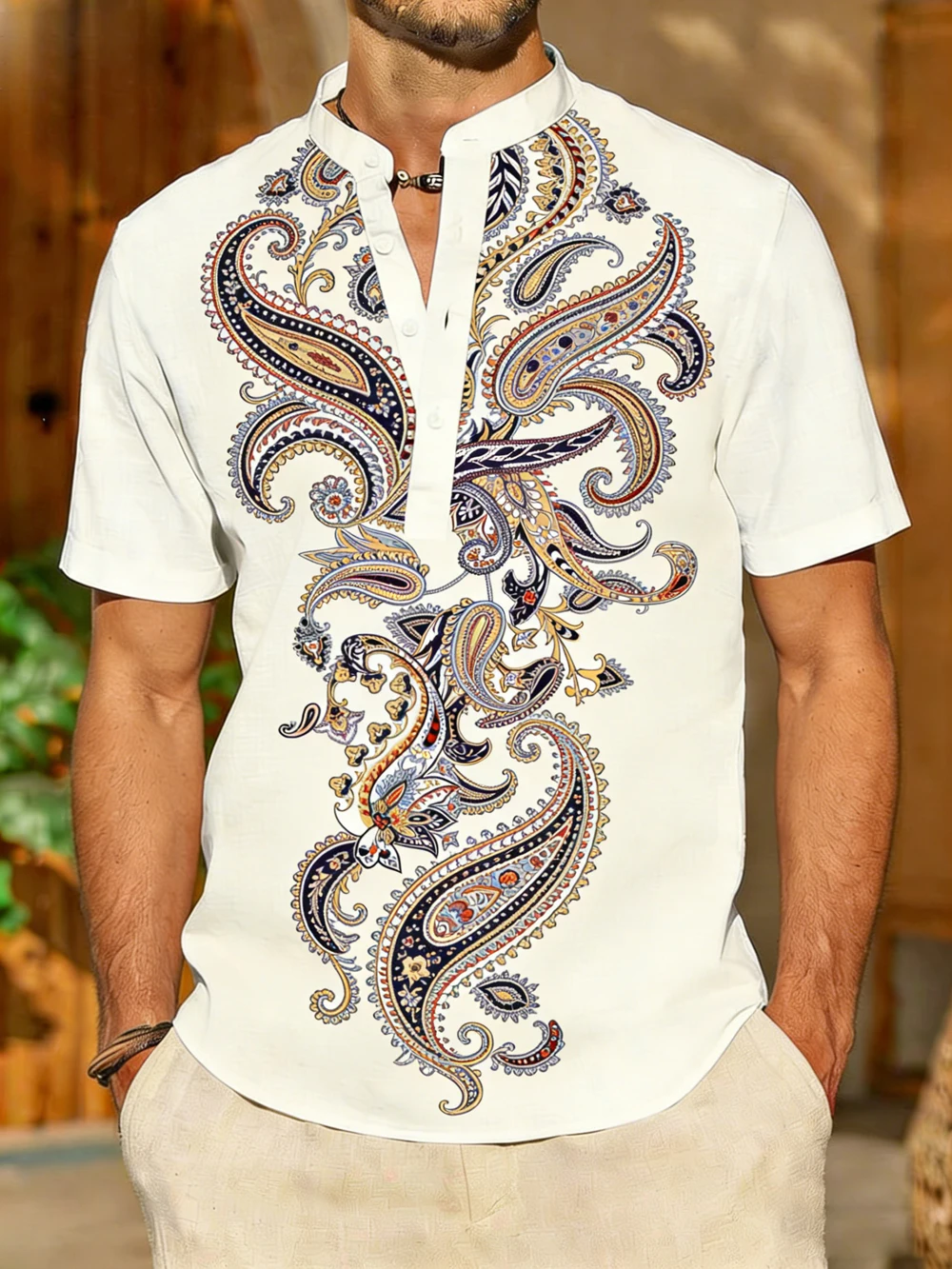 Summer Men's New Short Sleeve Linen Shirt Natural Ethnic 3D Printed Shirt Men's Outdoor Leisure Fishing Clothes Fast Shipping
Summer Men's New Short Sleeve Linen Shirt Natural Ethnic 3D Printed Shirt Men's Outdoor Leisure Fishing Clothes Fast Shipping