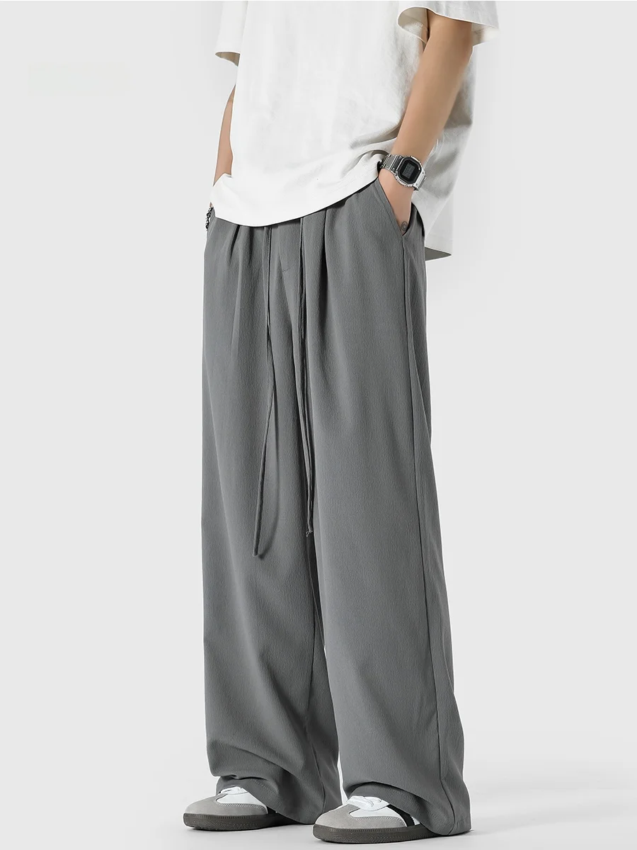 Wmnm Textured Folded Ice Silk Wide Leg Pants Men's Summer Thin Loose Casual Long Trousers Breathable Straight Cut Elastic Waist
Wmnm Textured Folded Ice Silk Wide Leg Pants Men's Summer Thin Loose Casual Long Trousers Breathable Straight Cut Elastic Waist