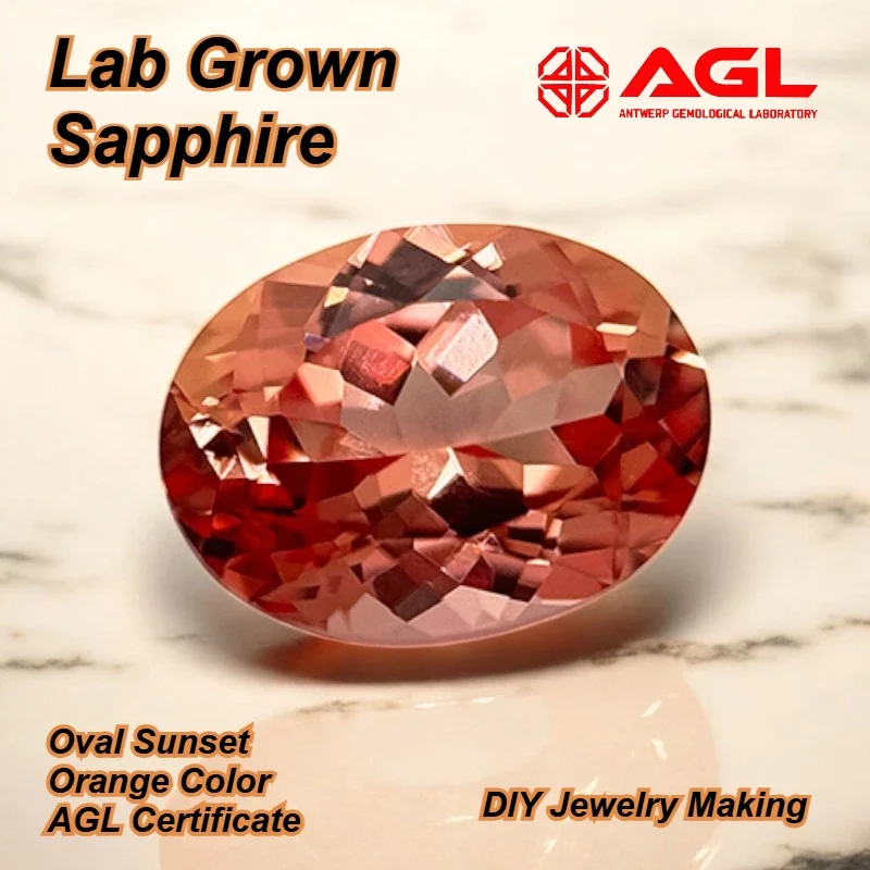 Lab Grown Sapphire Oval Sunset Orange Color for DIY Jewelry Making The Main Materials of Rings and Necklaces AGL Certificate
Lab Grown Sapphire Oval Sunset Orange Color for DIY Jewelry Making The Main Materials of Rings and Necklaces AGL Certificate