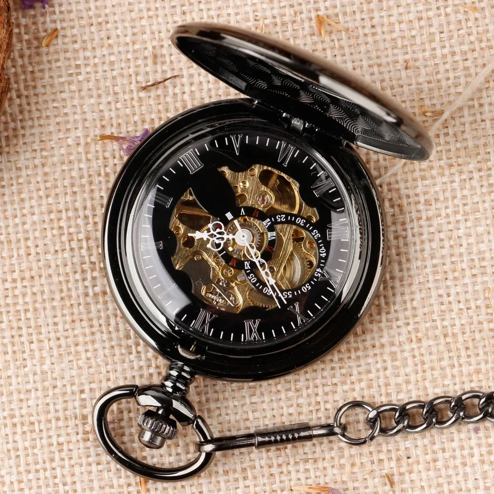 Black Retro Men's Pocket Watch Hand-Winding Mechanical Pendant Fob Watches Half Hunter Design Vintage Pocket Clock Gift Male
Black Retro Men's Pocket Watch Hand-Winding Mechanical Pendant Fob Watches Half Hunter Design Vintage Pocket Clock Gift Male