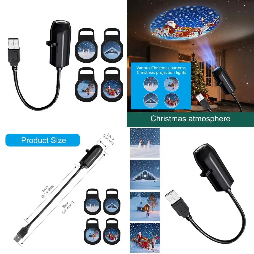 Креативная рождественская проекционная лампа с 4 праздничными слайдами, USB-Рождественская лампа для декора спальни, гостиной,
Креативная рождественская проекционная лампа с 4 праздничными слайдами, USB-Рождественская лампа для декора спальни, гостиной,