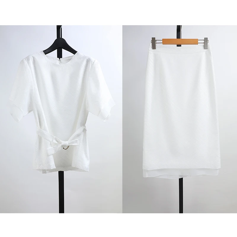 Summer Fashion Women's Short Sleeve Shirt And Knee-Length Skirt Two-Piece Set High Waist Straight Cut Midi Dress Ensemble
Summer Fashion Women's Short Sleeve Shirt And Knee-Length Skirt Two-Piece Set High Waist Straight Cut Midi Dress Ensemble