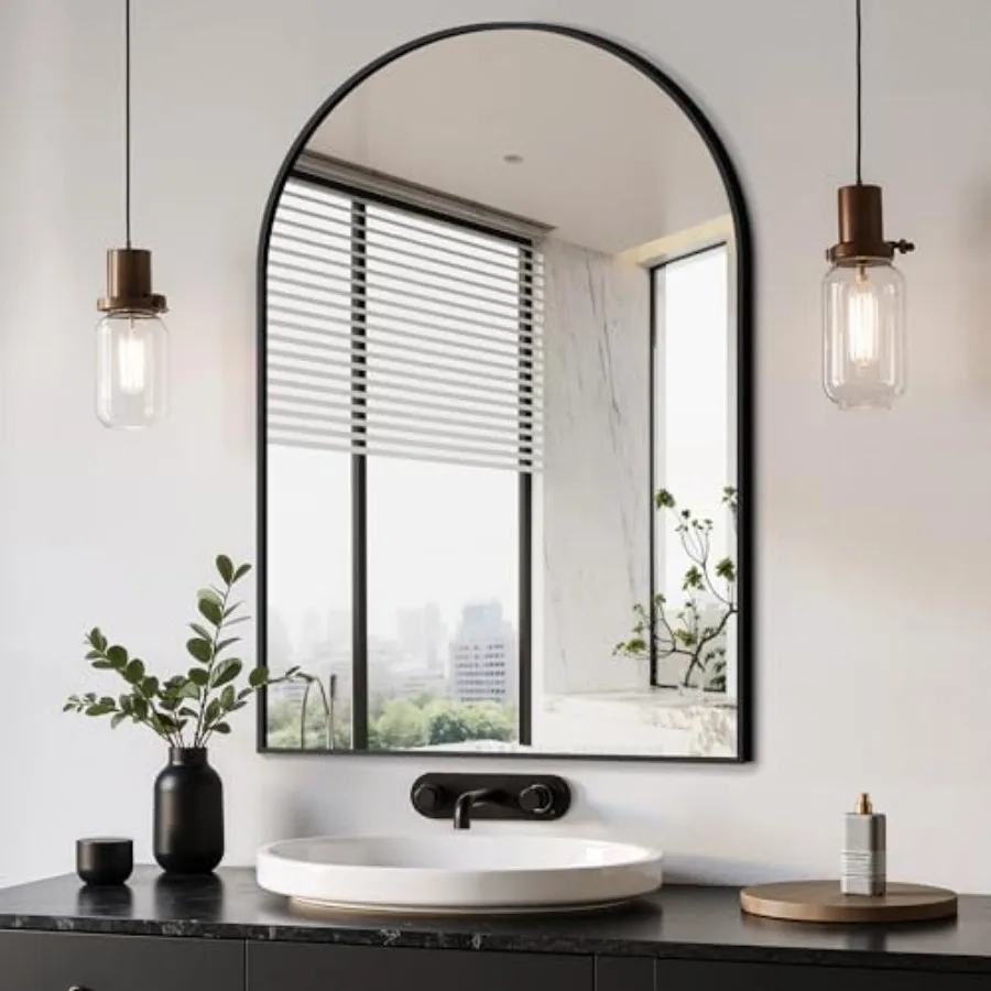 Arched Bathroom Mirror 24x36 Wall Mounted Vanity Mirror for Bedroom Living Room and Entryway Black - Elegant Frameless Design w
Arched Bathroom Mirror 24x36 Wall Mounted Vanity Mirror for Bedroom Living Room and Entryway Black - Elegant Frameless Design w