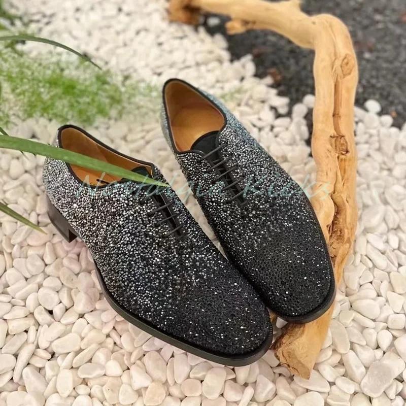 Black Glitter Lace Up Dress Shoes Gradient Rhinestones Sparkling Formal Party Shoes Luxury Oxfords Evening Men's Wedding Shoes
Black Glitter Lace Up Dress Shoes Gradient Rhinestones Sparkling Formal Party Shoes Luxury Oxfords Evening Men's Wedding Shoes