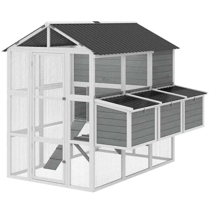 PawHut 77" Large Chicken Coop for 6-8 Chickens, Outdoor Wooden Hen House Poultry Cage with Run, Nesting Boxes, Waterproof Roof
PawHut 77" Large Chicken Coop for 6-8 Chickens, Outdoor Wooden Hen House Poultry Cage with Run, Nesting Boxes, Waterproof Roof