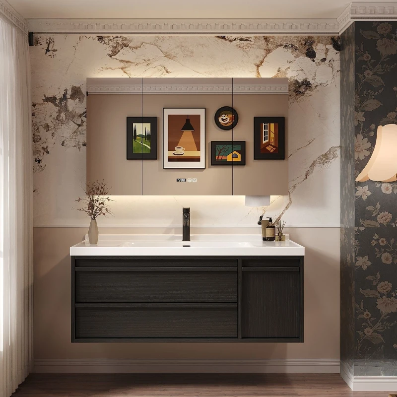 Black smart ceramic integrated wash basin, bathroom cabinet, washbasin combination, solid wood bathroom, bathroom can be
Black smart ceramic integrated wash basin, bathroom cabinet, washbasin combination, solid wood bathroom, bathroom can be