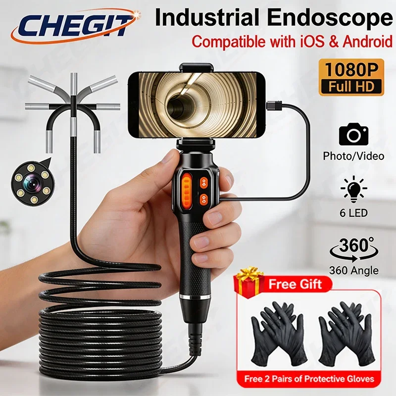 360 ° Rotation Endoscope Camera HD 6mm Lens Inspection Boescope Camera Waterproof IP67 for Automotive Car IOS Android Home user