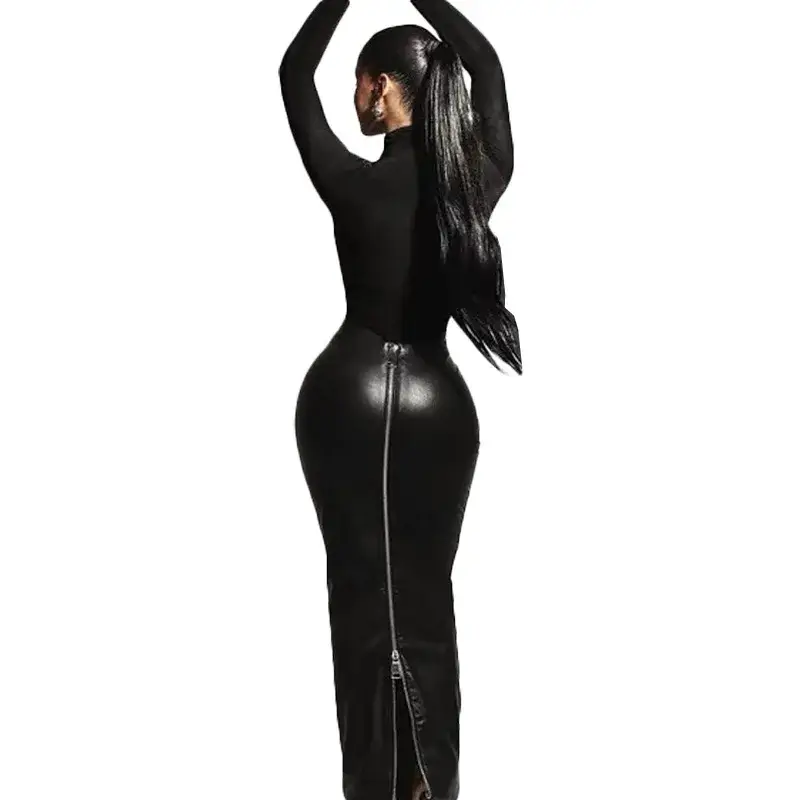 2024 PU Rok Midi Mode Sexy Vrouwen 