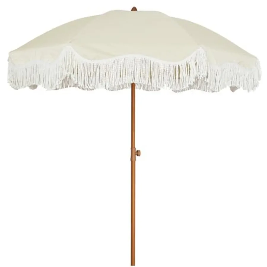 6.5ft Boho Outdoor Umbrella with Fringe, UPF 50+ Picnic Umbrella with Tassels, Premium Steel Pole and Push Button Tilt
6.5ft Boho Outdoor Umbrella with Fringe, UPF 50+ Picnic Umbrella with Tassels, Premium Steel Pole and Push Button Tilt