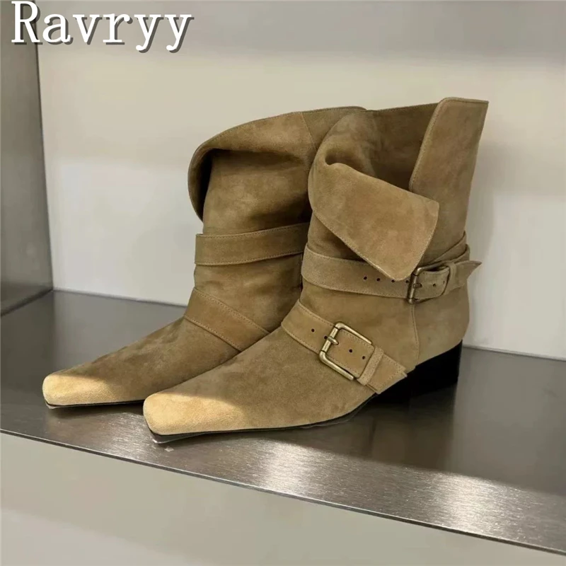 Retro Square Toe Suede Short Boots for Women Folding Thick Heel Belt Buckle Ankle Boots Female Winter Casual Shoes
Retro Square Toe Suede Short Boots for Women Folding Thick Heel Belt Buckle Ankle Boots Female Winter Casual Shoes