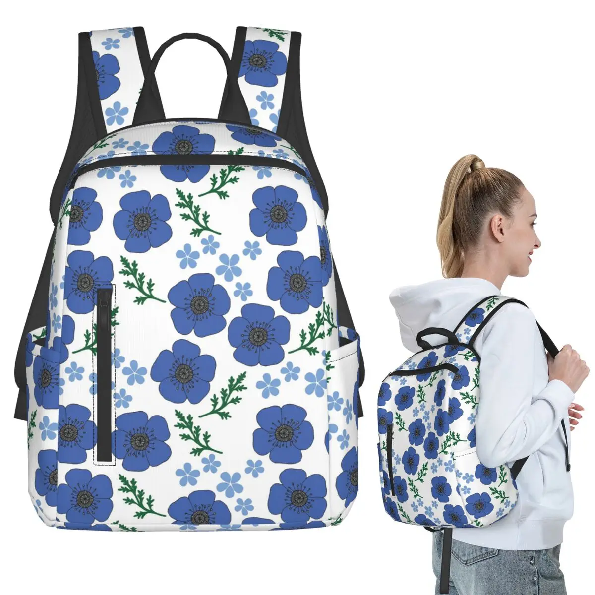 Blue Poppies And Forgetmenots Backpack Student BookBag Kids School Bag Computer Shoulder Bags Men Women
Blue Poppies And Forgetmenots Backpack Student BookBag Kids School Bag Computer Shoulder Bags Men Women