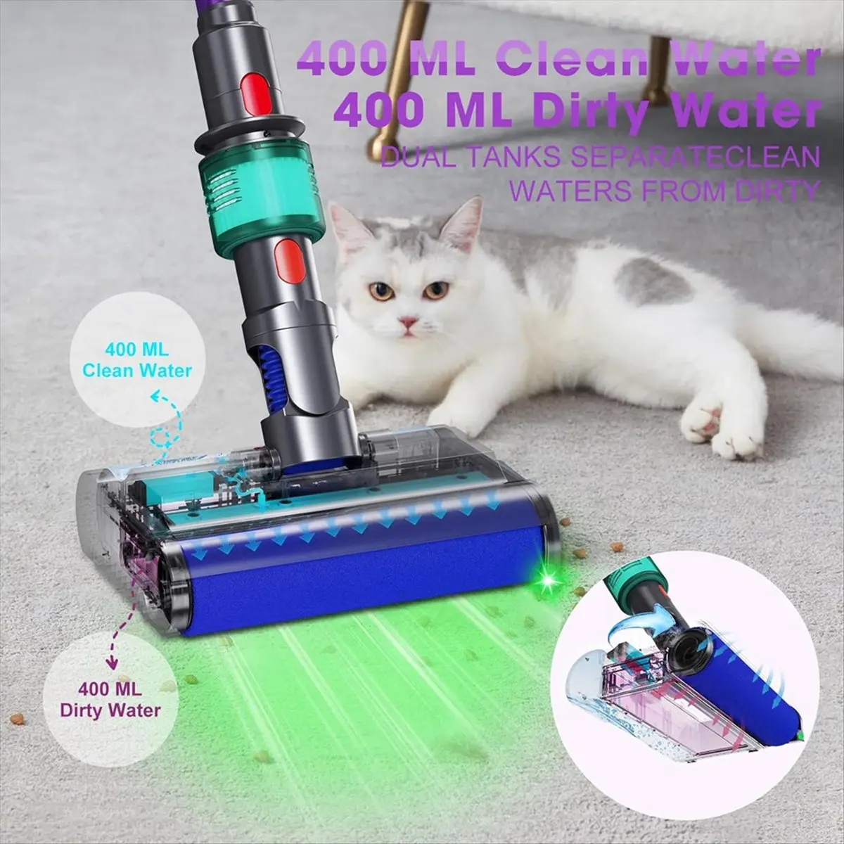 A04V Brush Head for V7 V8 V10 V11 V15 Vacuum Cleaner, Electric Floor Mop with Clean and Dirty Water Tank for Carpets
A04V Brush Head for V7 V8 V10 V11 V15 Vacuum Cleaner, Electric Floor Mop with Clean and Dirty Water Tank for Carpets