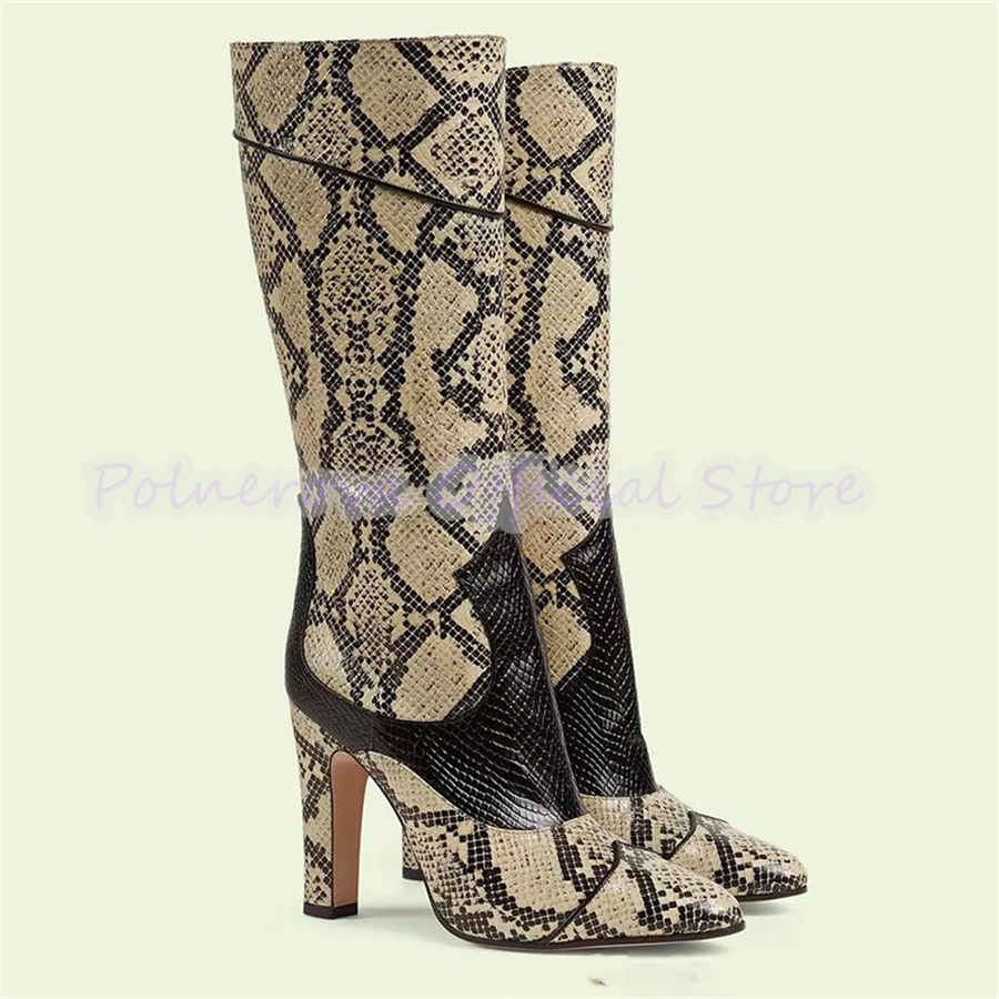 Fashion Mixed Color Snakeskin Print Women Boots Pointed Toe Slip-On High Heel Mid-Calf Boots Lady Party Runway Dress Shoes
Fashion Mixed Color Snakeskin Print Women Boots Pointed Toe Slip-On High Heel Mid-Calf Boots Lady Party Runway Dress Shoes