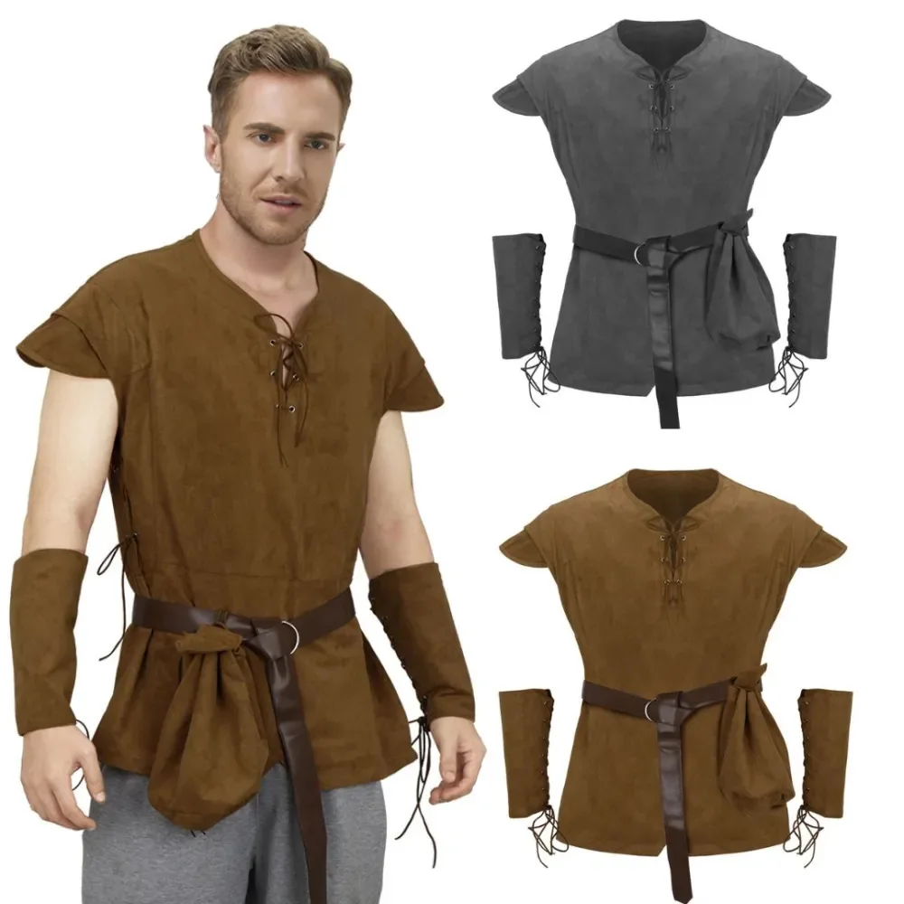 Men's Medieval Lace Up Tunic Shirt Renaissance Viking Pirate Costume Long Sleeve Retro Tops with Belt for Halloween Cosplay
Men's Medieval Lace Up Tunic Shirt Renaissance Viking Pirate Costume Long Sleeve Retro Tops with Belt for Halloween Cosplay