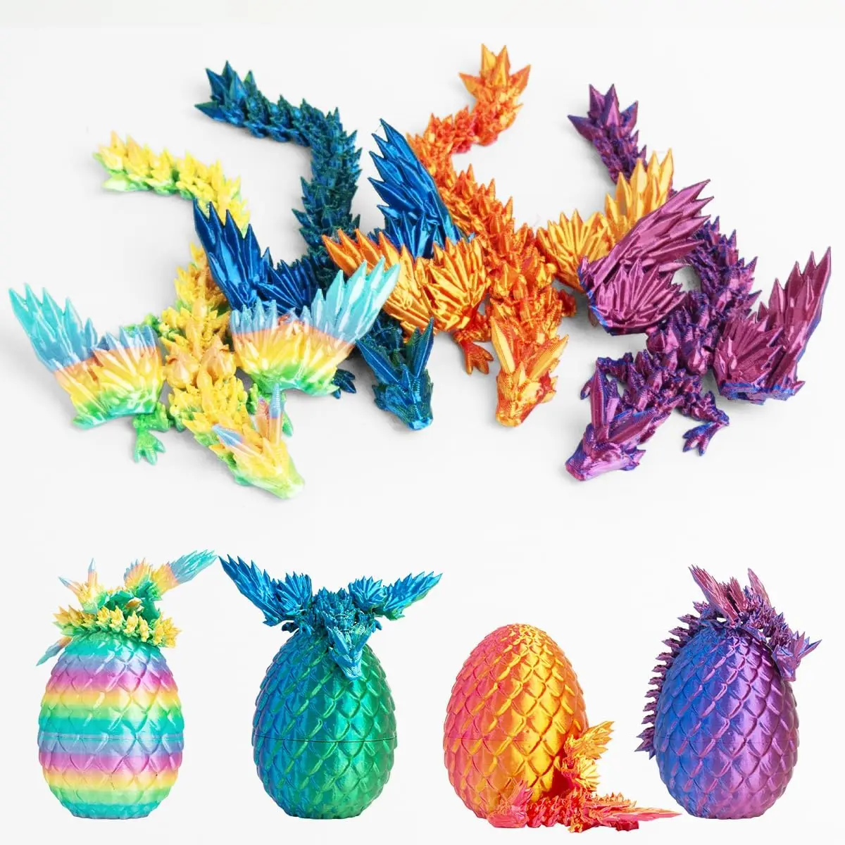 3D Printed Dragon in Egg, Articulated Crystal Dragon Fidget Wings Mystery Easter Basket Stuffers, Stress Relief Desk
3D Printed Dragon in Egg, Articulated Crystal Dragon Fidget Wings Mystery Easter Basket Stuffers, Stress Relief Desk