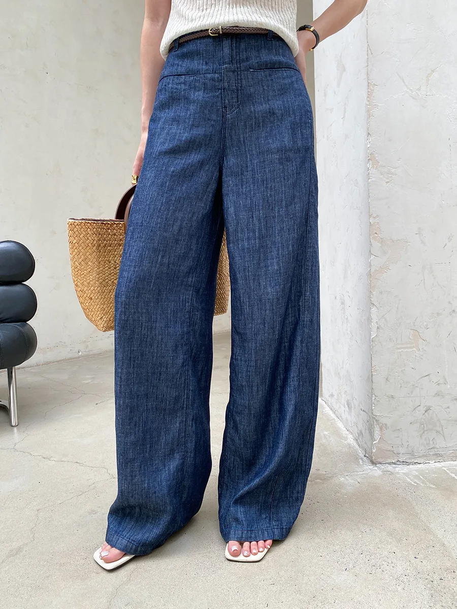 Summer women's casual solid color slimming leg length straight leg mop jeans
Summer women's casual solid color slimming leg length straight leg mop jeans