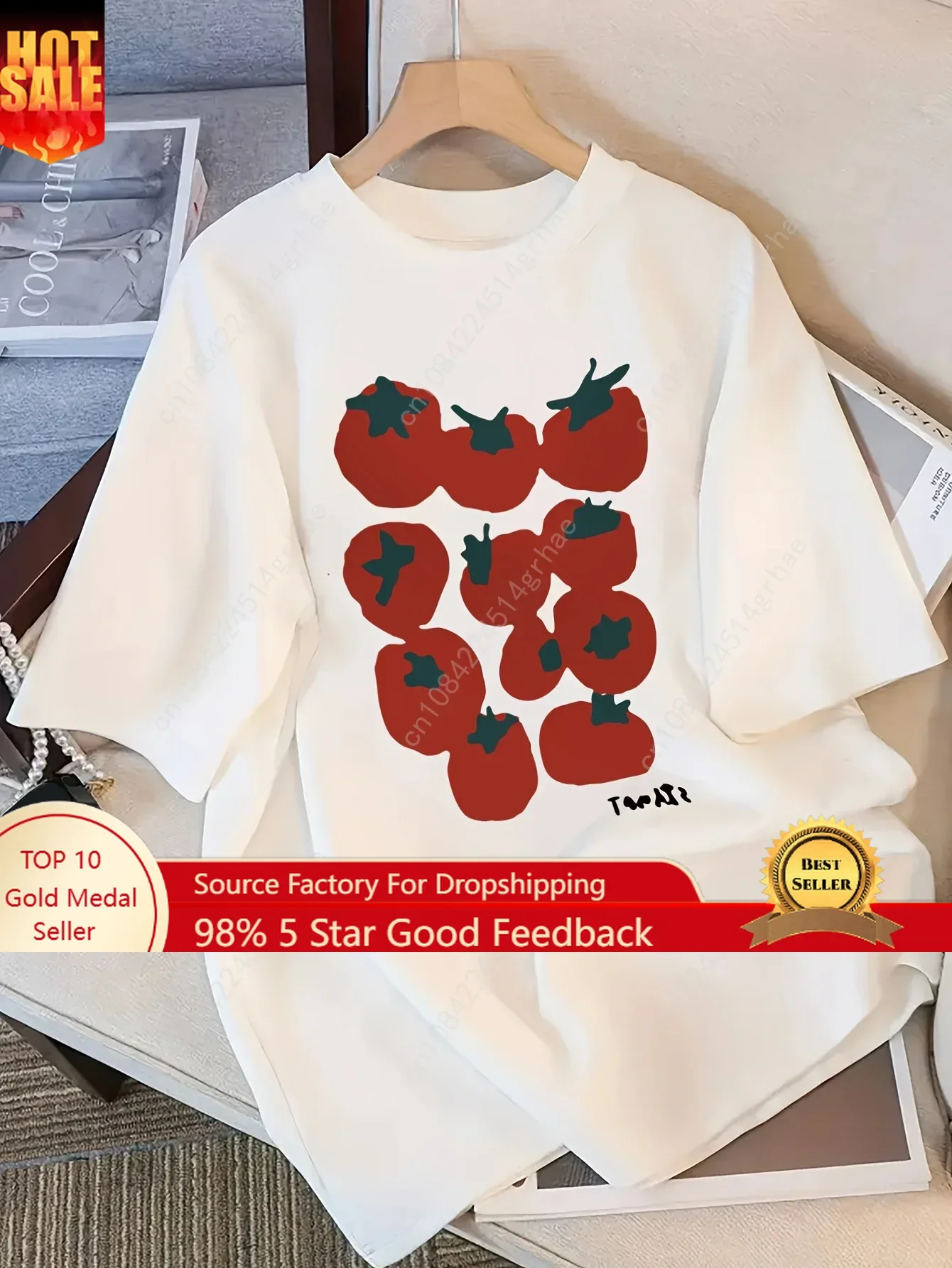 High Quality Cute Tomato Print T-Shirt Women Short Sleeve Tee Fruit Graphic Top Kawaii Casual Summer Tshirt Friendly Gift
High Quality Cute Tomato Print T-Shirt Women Short Sleeve Tee Fruit Graphic Top Kawaii Casual Summer Tshirt Friendly Gift